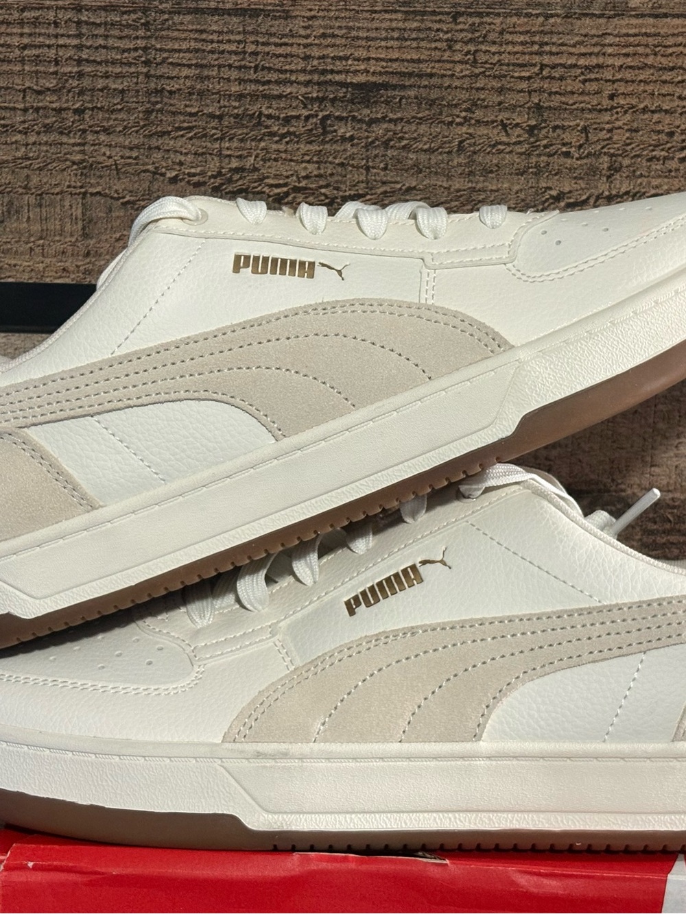 Puma Men's White & Light Beige Low-Top Sneakers